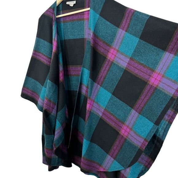 Vintage Union Made Catch Me Wool Plaid Sweater Shawl Wrap USA Made Womens - Picture 10 of 15